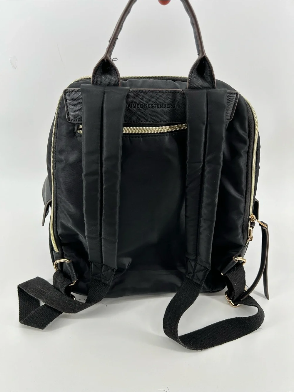 Aimee Kestenberg Baby Backpack Rome Black Nylon Backpack Gold Zipper